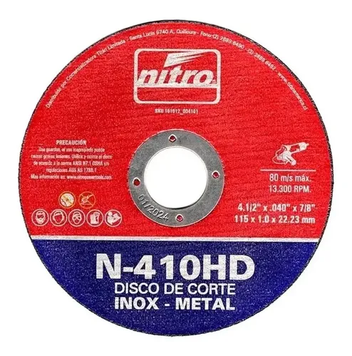 Disco Corte Metal Nitro 4 1/2